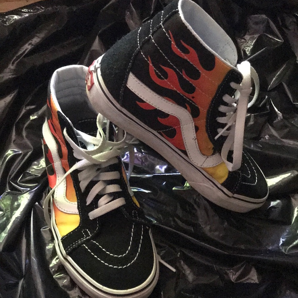 Flame Print High-Top Vans